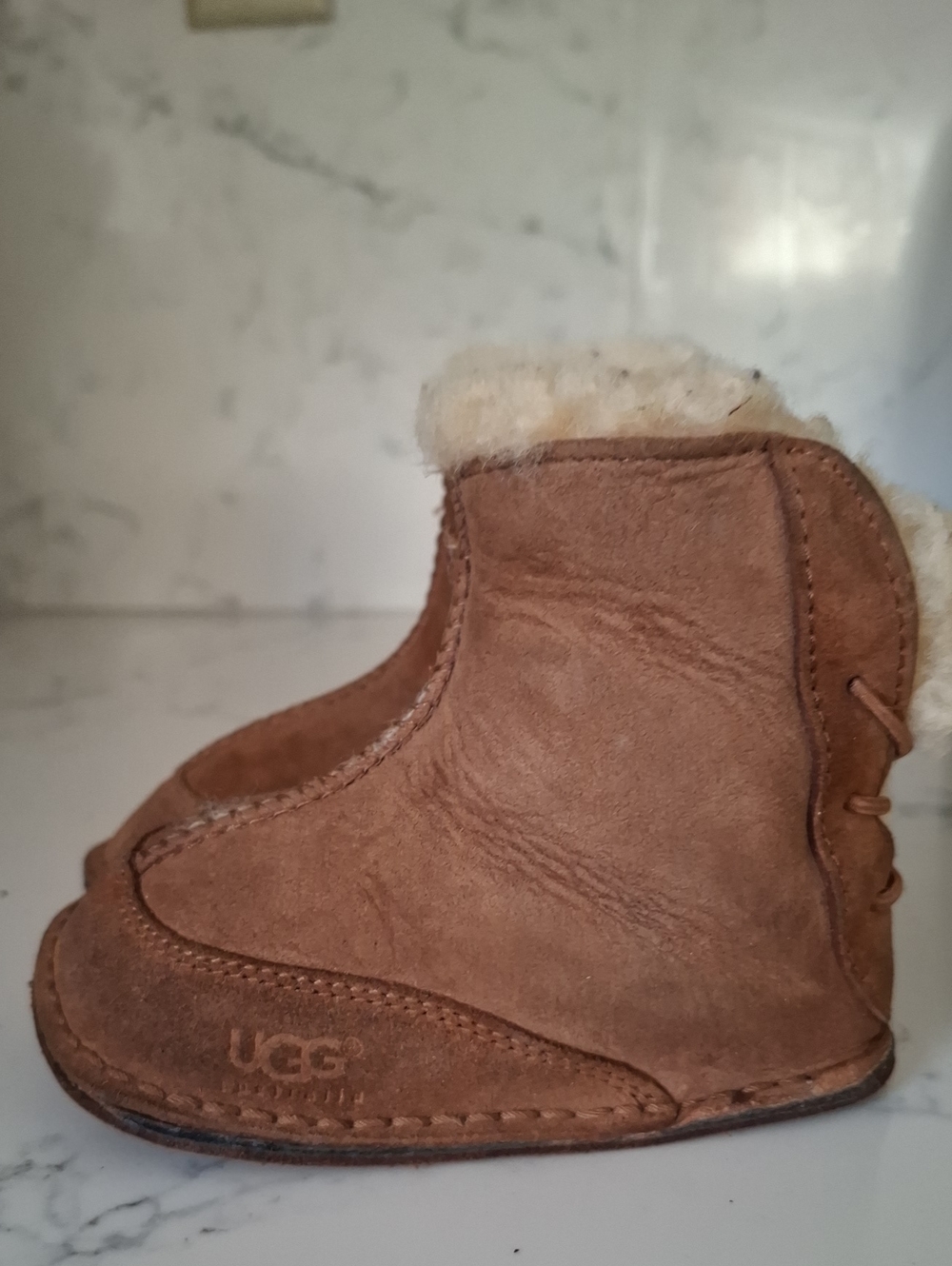 UGG Baby Chestnut Suede Shearling-Lined Slippers